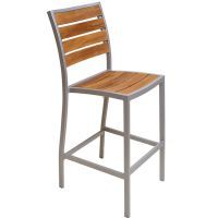 Lona Tall Armless Stackable Teak Bar Stool