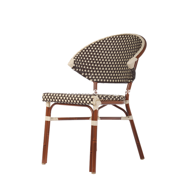 Aluminum & Cane Outdoor Mahogany Stacking Chairs