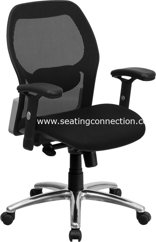 MidBack Black Super Mesh Executive Swivel Office Chair with Knee Tilt