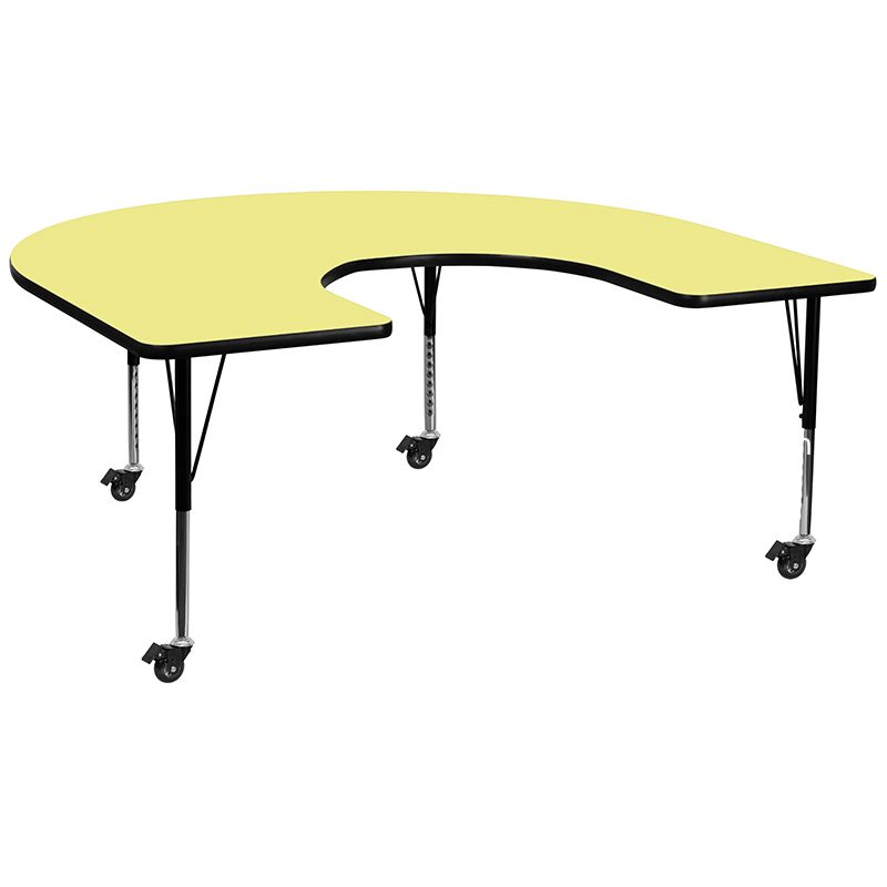 60''W x 66''L Horseshoe Thermal Laminate Activity Table - Height Adjustable Short Legs