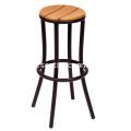 BFM Seating Norden Black Frame Teak Backless Bar Stools