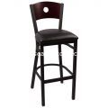 Circle Barstool Mohagany Back w Black Seat