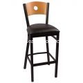 Circle Barstool Natural Back w Black Pad