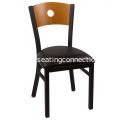 Circle Chair; Black Frame; Black Vinyl Seat with Cherry Back