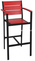 Black Powder Coated Aluminum/Red Synthetic Teak