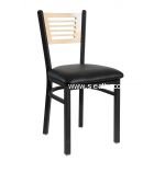 Natural Wood Back With Black Vinyl Seat