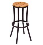 BFM Seating Norden Black Frame Teak Backless Bar Stools