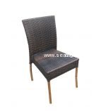 Alvarado Outdoor-Indoor Espresso Synthetic Wicker Side Chair with Faux Bamboo Legs