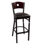 Circle Barstool Mohagany Back w Black Seat