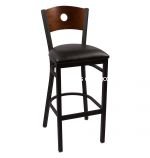 Circle Barstool Walnut Back w Black Pad