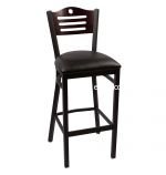 Black Metal Frame, Mahogany Back, and Black Vinyl Seat