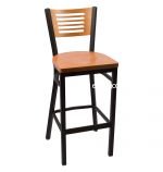 Black Metal Frame, Natural Back, Natural Seat