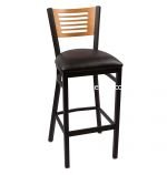 Black Metal Frame, Natural Back, Black Vinyl Seat