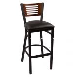 Black Metal Frame, Walnut Back, Black Vinyl Seat