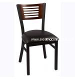 Black Frame, Walnut Back, Black Vinyl Seat