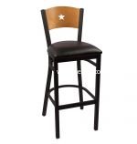 Black Frame, Natural Back. Black Vinyl Seat