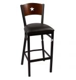 Black Frame, Walnut Back, Black Vinyl Seat