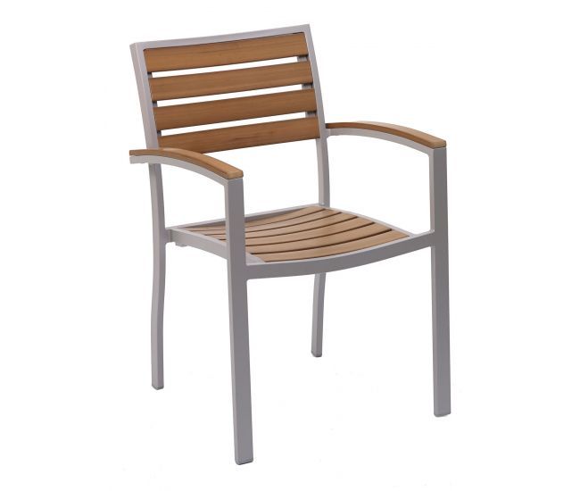 Silver Frame with Synthetic Teak Seat & Back