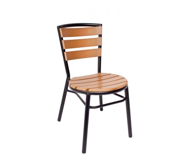 BFM Seating Norden Stacking Side Chair with Teak Seat