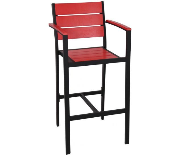 Black Powder Coated Aluminum/Red Synthetic Teak