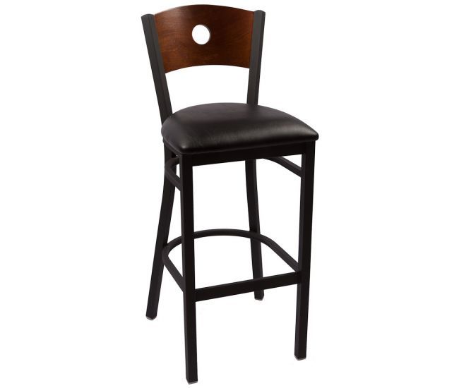 Circle Barstool Walnut Back w Black Pad