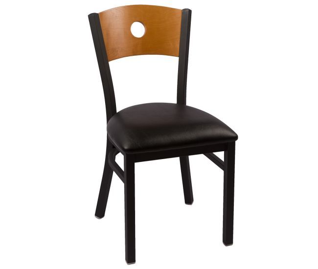 Circle Chair; Black Frame; Black Vinyl Seat with Cherry Back