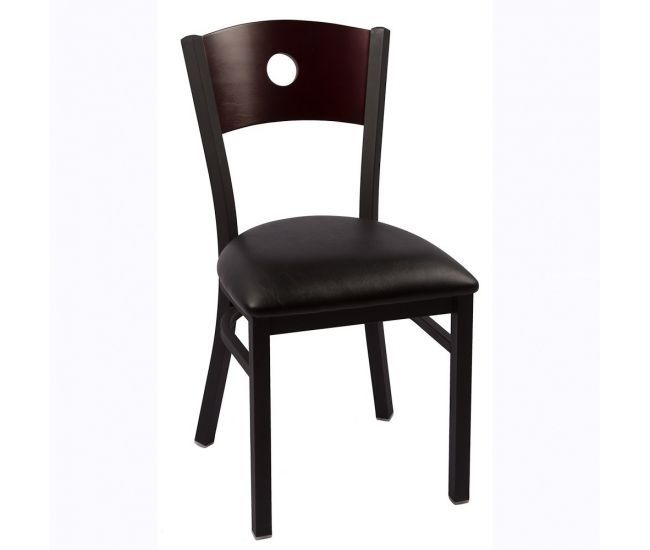 Circle Chair, Mahogany Back with Black Vinyl Seat
