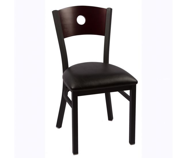 Circle Chair; Black Frame; Vinyl Seat & Mahogany Back