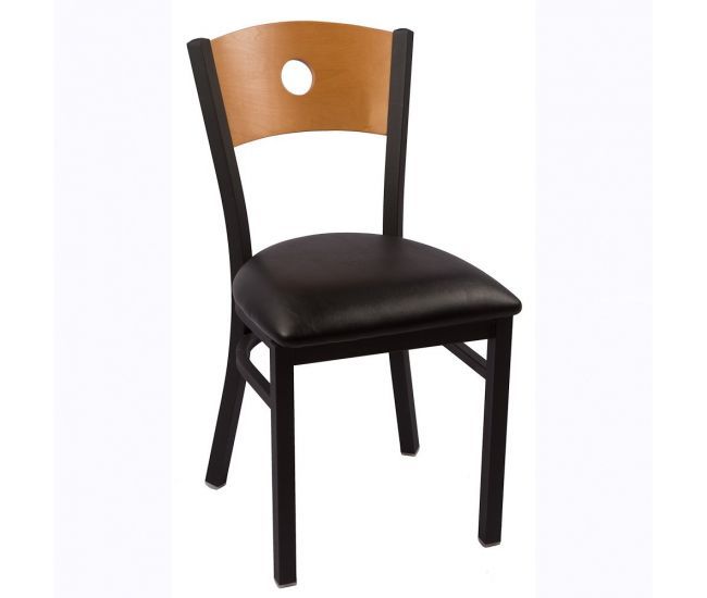 Circle Chair, Natural Back with Black Vinyl Seat