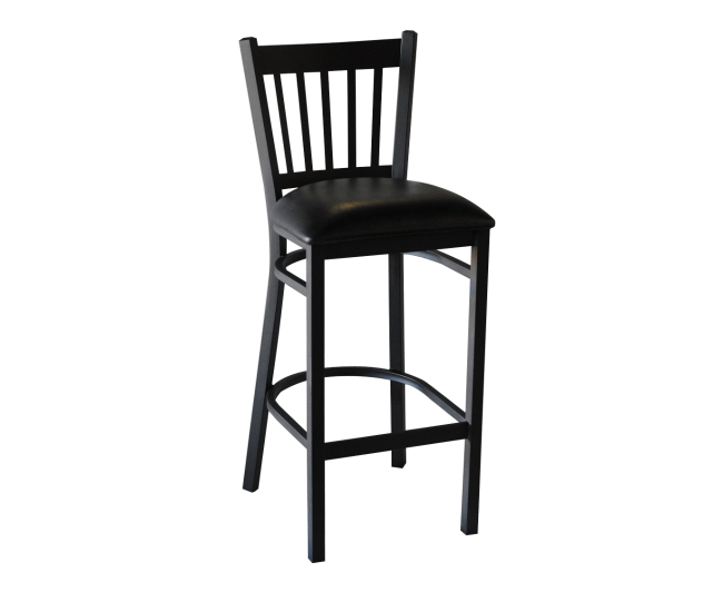 Cobra Barstool; Black Metal Frame with Black Vinyl Seat