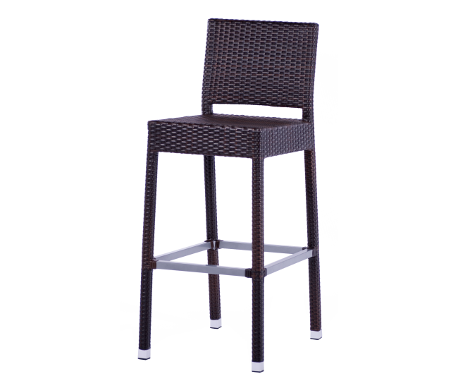 Gama Outdoor-Indoor Chocolate Synthetic Wicker Barstool