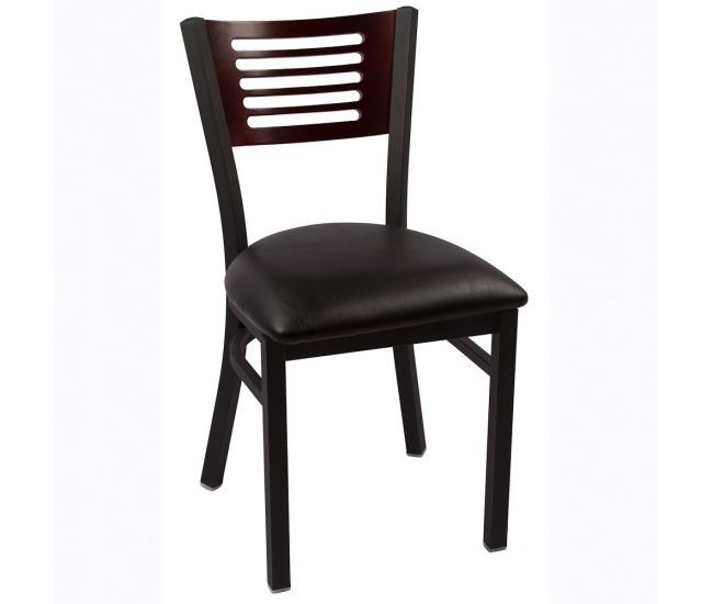 Black Frame, Mahogany Back, Black Vinyl Seat