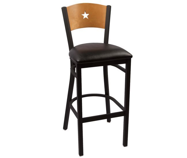 Black Frame, Natural Back, Black Vinyl Seat