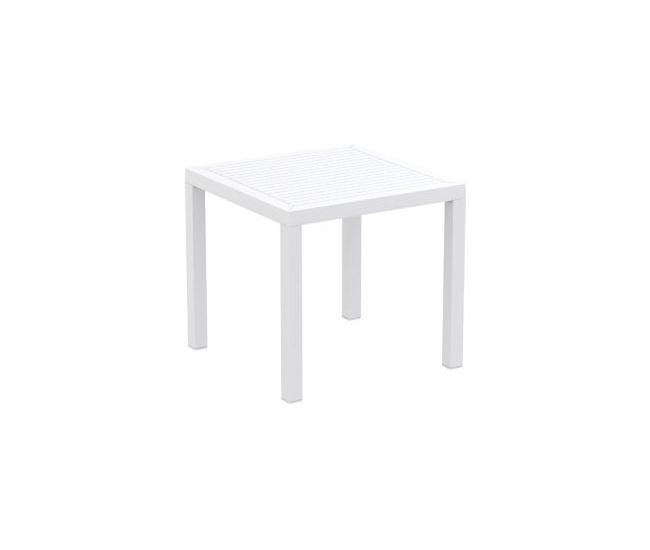 Ares Resin Square White Outdoor Restaurant Dining Table 31"
