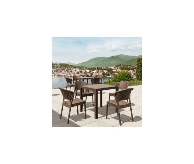 Daytona Wickerlook 31.5" Square Patio Dining Set 5 Piece Brown