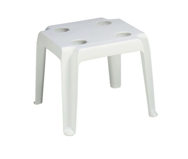 Set of 14 Grosfillex Outdoor Oasis 18" x 18" White Resin Low Table with Cup Holders