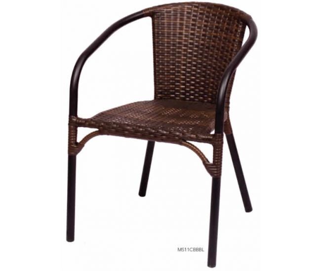 MS11CBBL BFM Seating Marina Wicker Stackable Arm Chairs Ships From Philadelphia, PA 19124