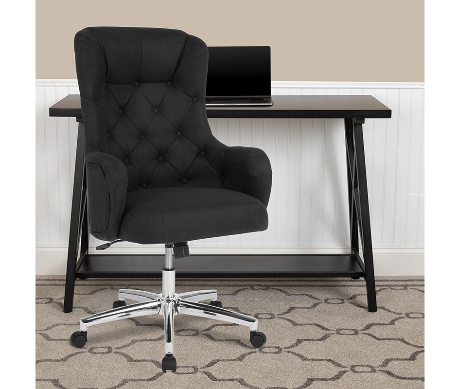 Chambord Home and Office Upholstered High Back Chair in Black