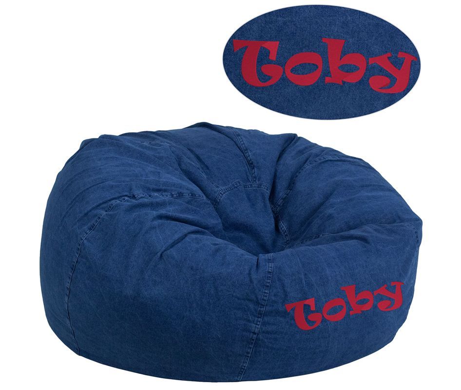 Personalized Oversized Denim Bean Bag Chair for Kids and Adults