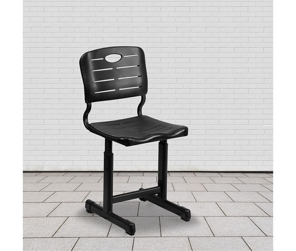 Adjustable Height Classroom Student Chair – Black Pedestal Frame, Plastic Seat & Back, 396 Lb Capacity