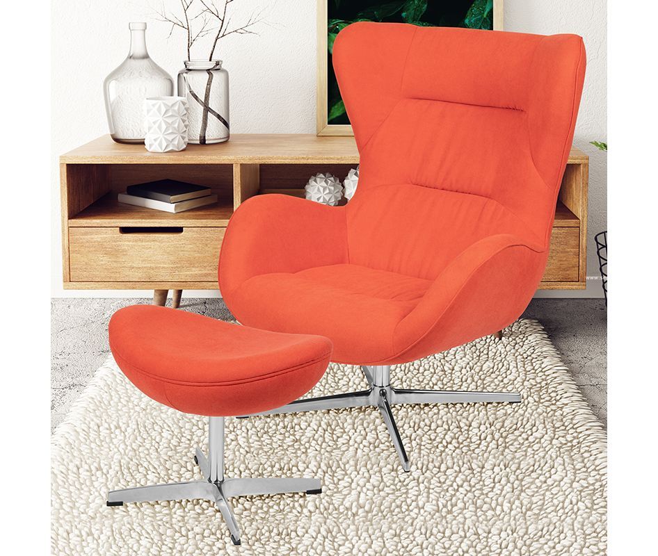 Orange chair shop with ottoman